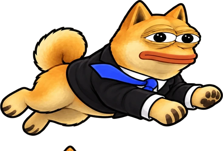 DOPUNK leaping forward in his suit, paw outstretched